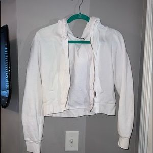 Brandy Melville Cropped White Zip-up